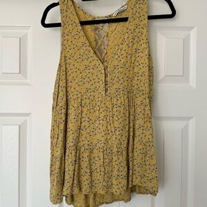 American Eagle Outfitters Yellow Floral Tank Top